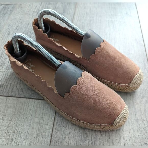 Crown Vintage BRAE Espadrilles Blush Pink Suede Flat Slip on Sz 8 - Picture 1 of 10